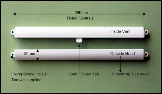 Premium Trickle Slot Vent for uPVC, Aluminium & Wooden Window  - 300mm - Small