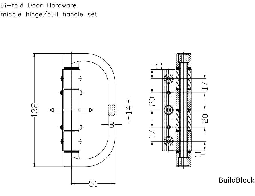 Bifold pull handle drawing