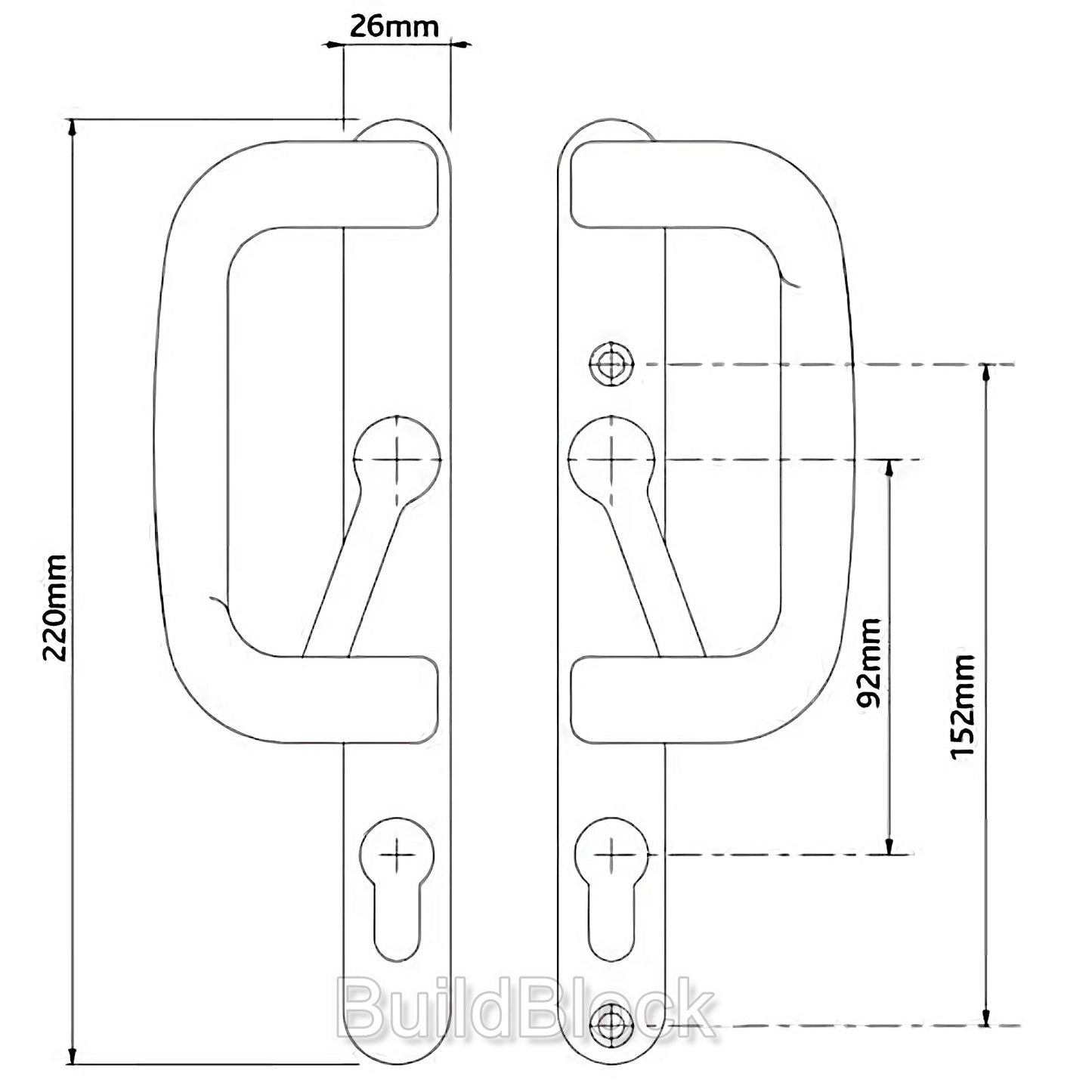 black patio handles drawing